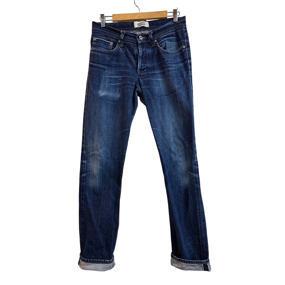 Naked Famous Denim Weird Guy Indigo Selvedge Jeans Mens 30x33‎ Button Fly